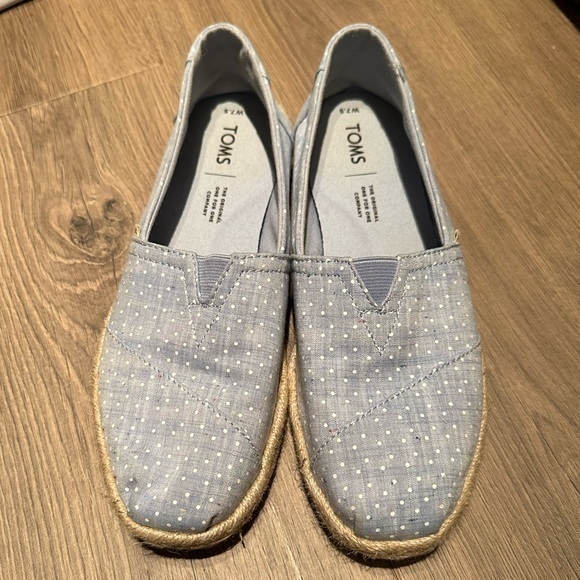 Toms Light Blue Polka Dot Flats - Picture 1 of 4